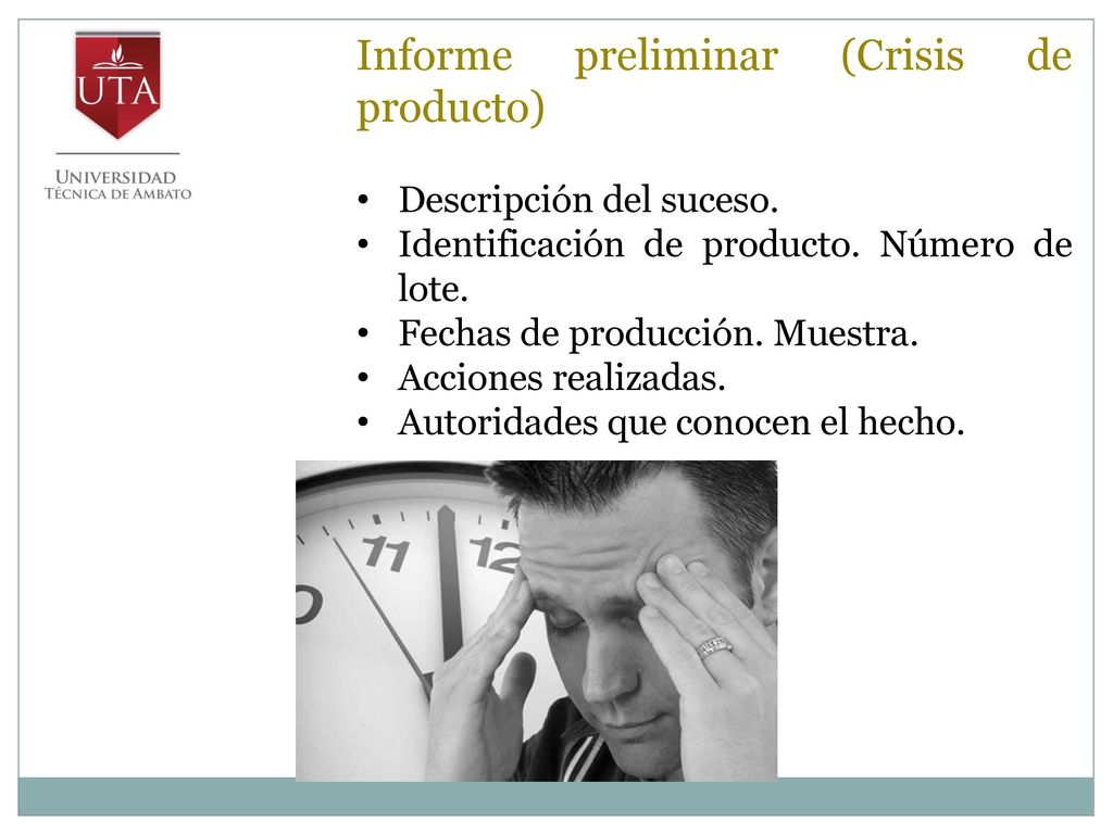 Informe preliminar (Crisis de producto)