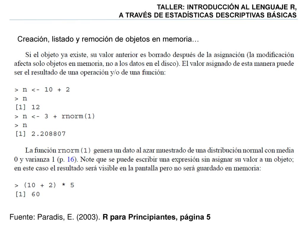 Creación, listado y remoción de objetos en memoria…