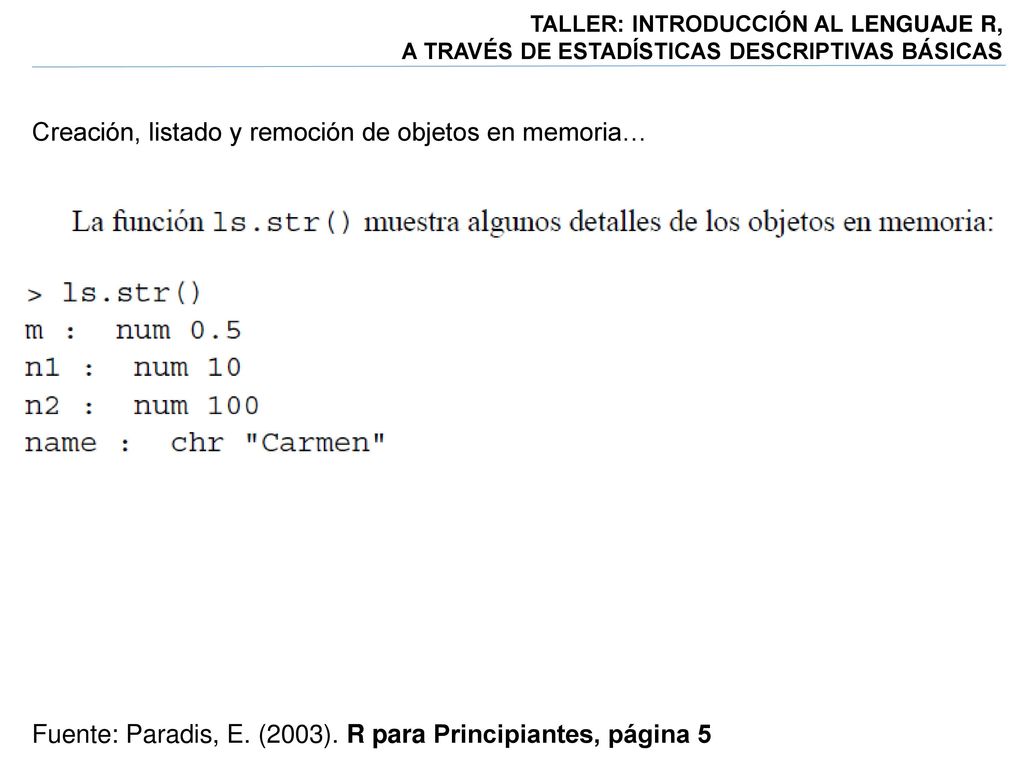 Creación, listado y remoción de objetos en memoria…