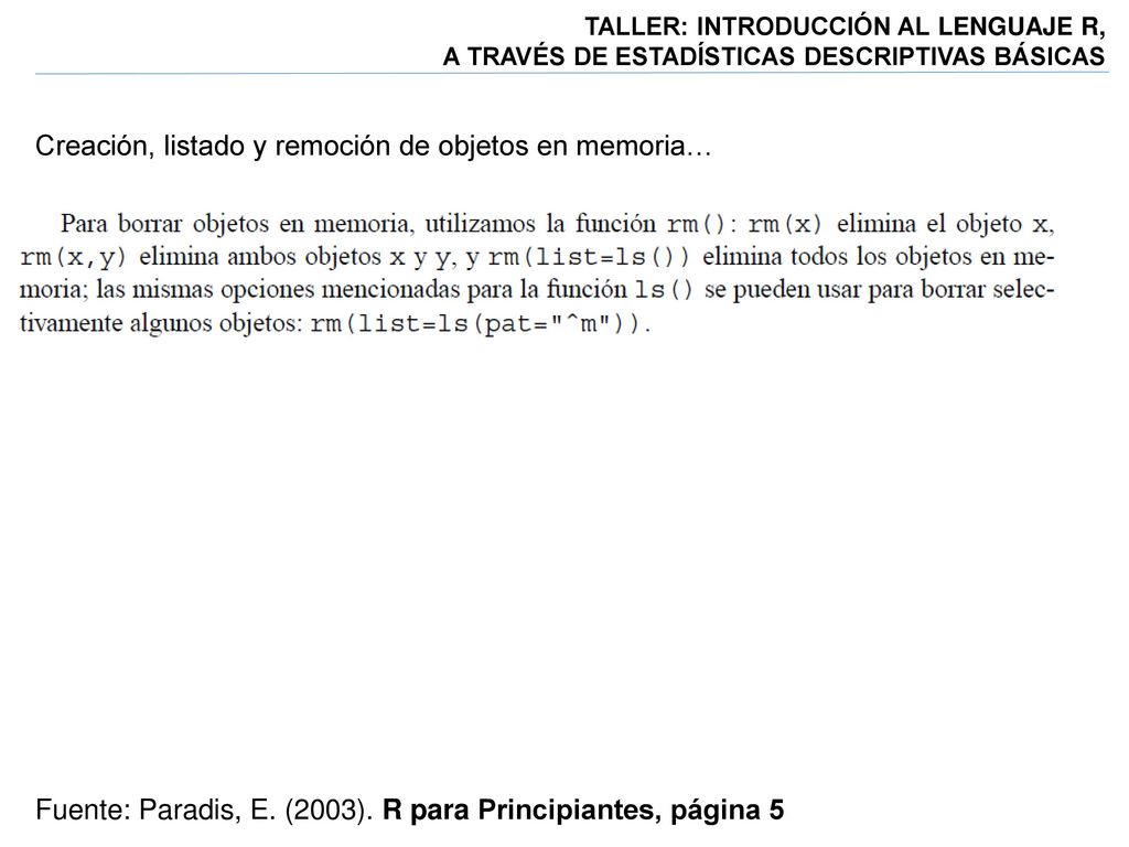 Creación, listado y remoción de objetos en memoria…