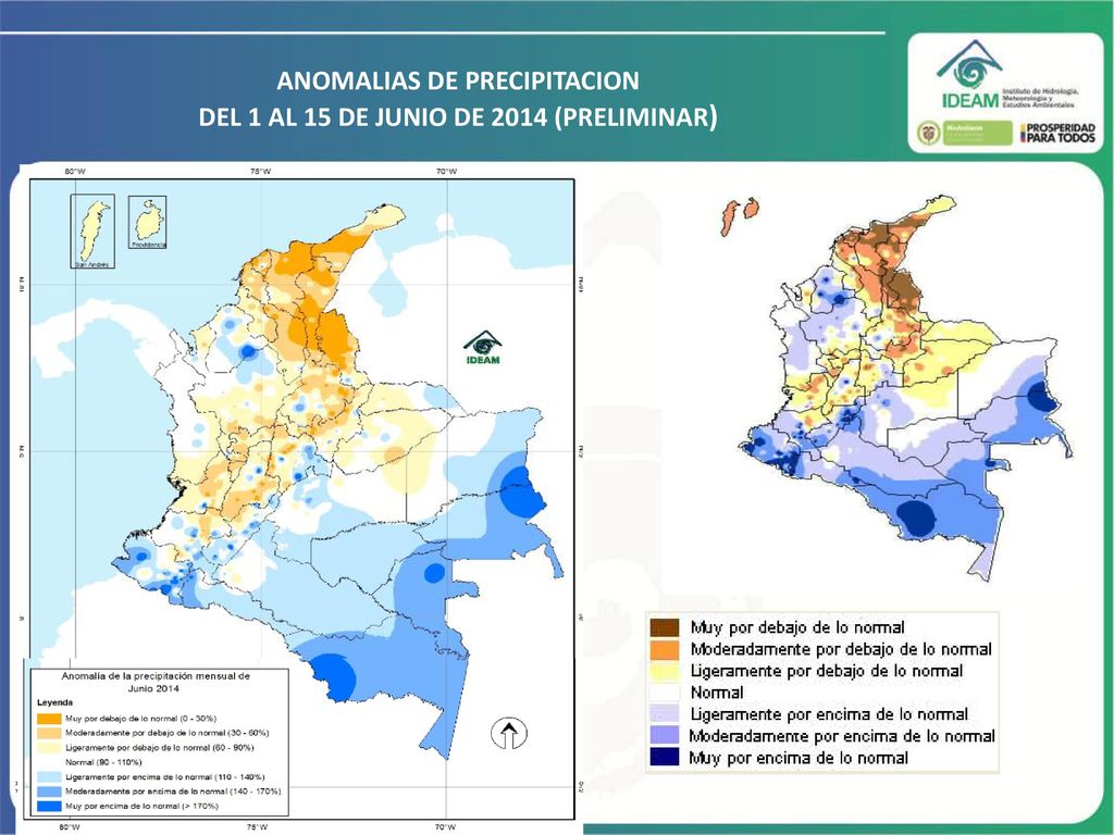 ANOMALIAS DE PRECIPITACION DEL 1 AL 15 DE JUNIO DE 2014 (PRELIMINAR)