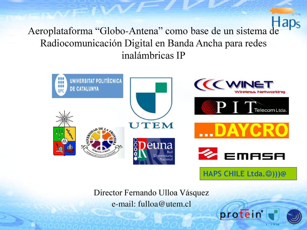 Aeroplataforma Globo-Antena como base de un sistema de Radiocomunicación Digital en Banda Ancha para redes inalámbricas IP