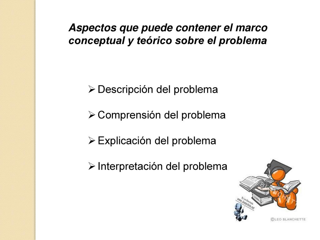 Aspectos que puede contener el marco conceptual y teórico sobre el problema