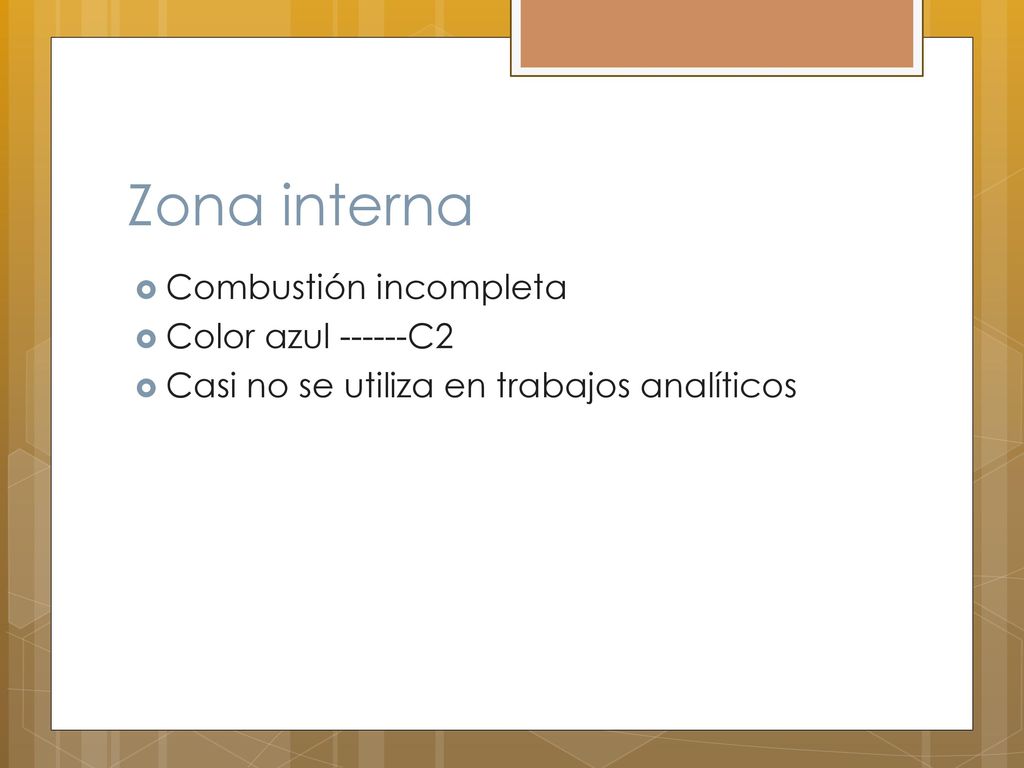 Zona interna Combustión incompleta Color azul C2
