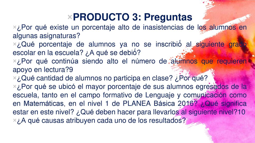 PRODUCTO 3: Preguntas ¿Por qué existe un porcentaje alto de inasistencias de los alumnos en algunas asignaturas