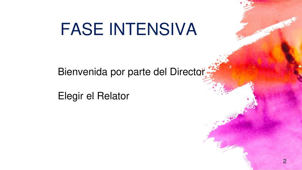 FASE INTENSIVA Bienvenida por parte del Director Elegir el Relator