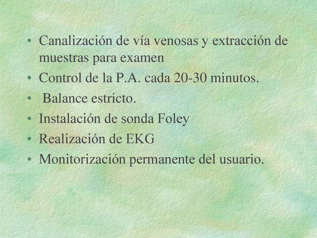 Canalización de vía venosas y extracción de muestras para examen