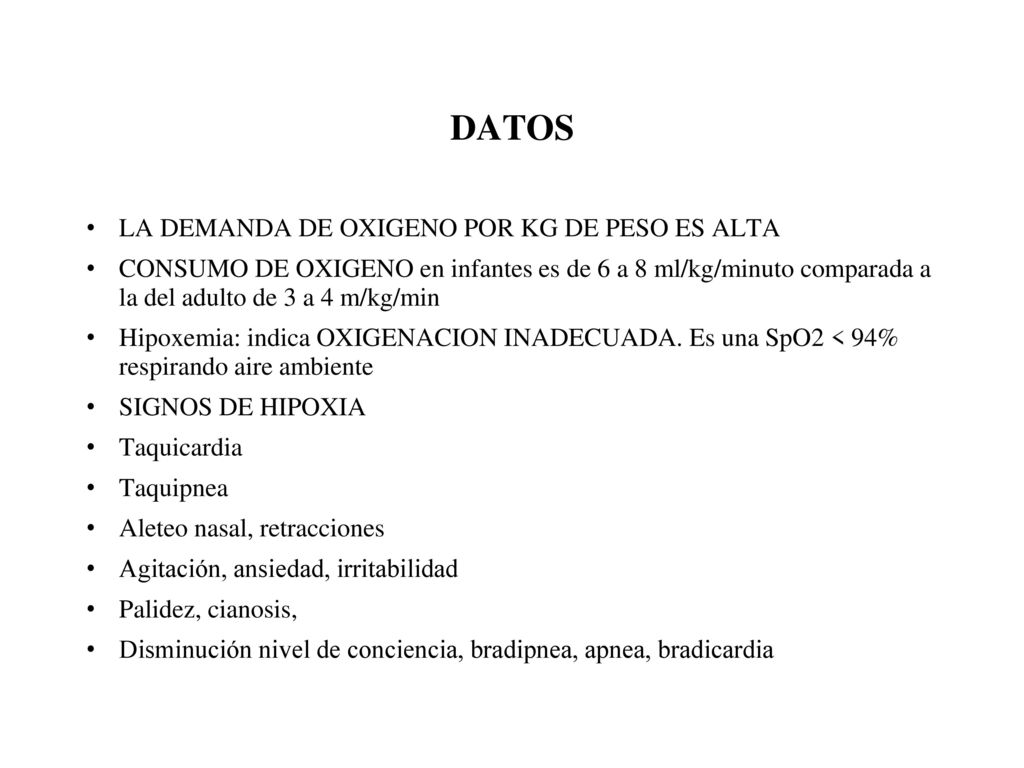 DATOS LA DEMANDA DE OXIGENO POR KG DE PESO ES ALTA