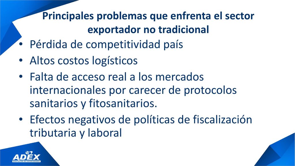 Principales problemas que enfrenta el sector exportador no tradicional