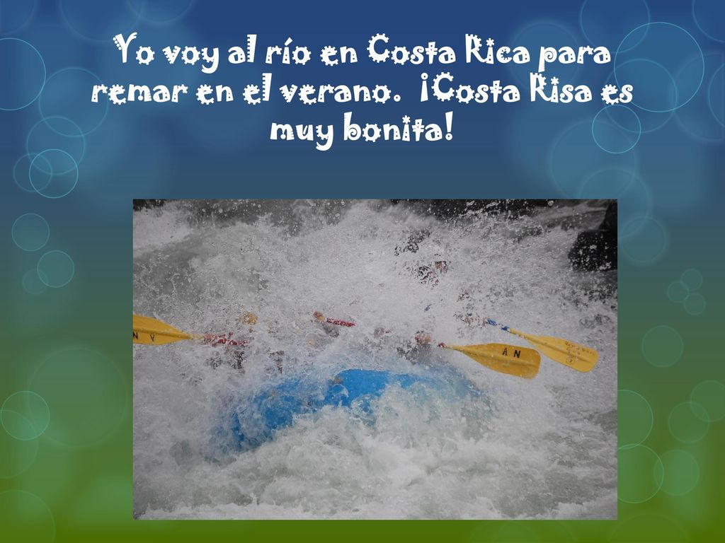 Yo voy al río en Costa Rica para remar en el verano