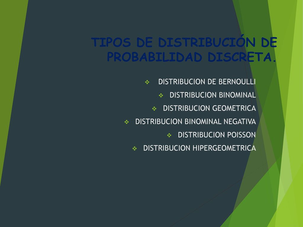 TIPOS DE DISTRIBUCIÓN DE PROBABILIDAD DISCRETA.