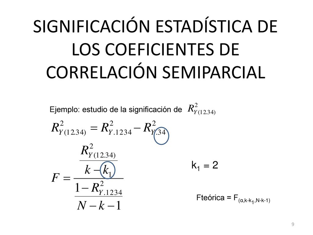 SIGNIFICACIÓN ESTADÍSTICA DE LOS COEFICIENTES DE CORRELACIÓN SEMIPARCIAL