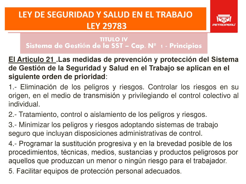 LEY DE SEGURIDAD Y SALUD EN EL TRABAJO LEY 29783