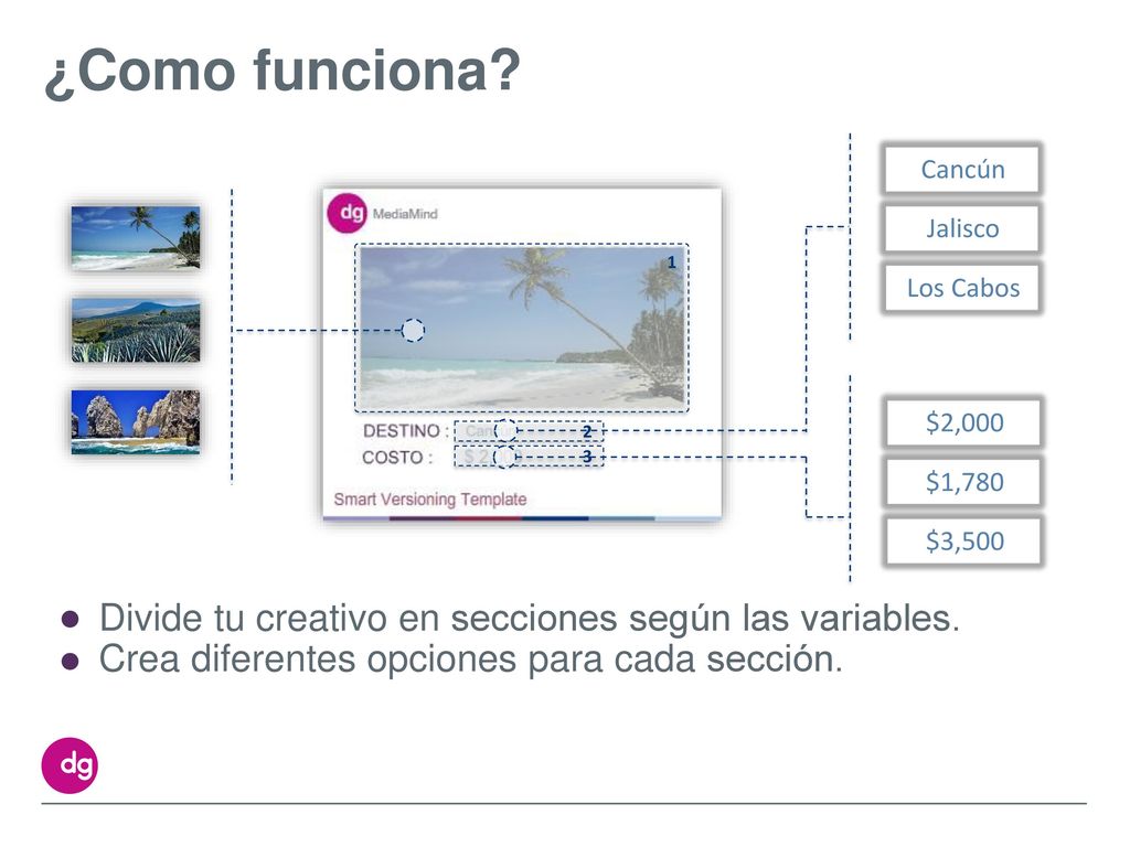 ¿Como funciona Divide tu creativo en secciones según las variables.