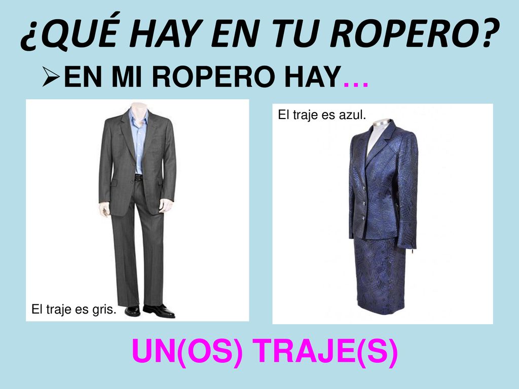 ¿QUÉ HAY EN TU ROPERO UN(OS) TRAJE(S) EN MI ROPERO HAY…