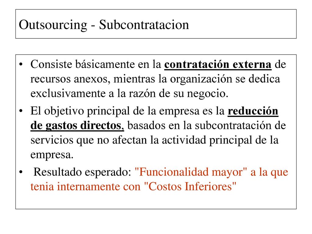 Outsourcing - Subcontratacion