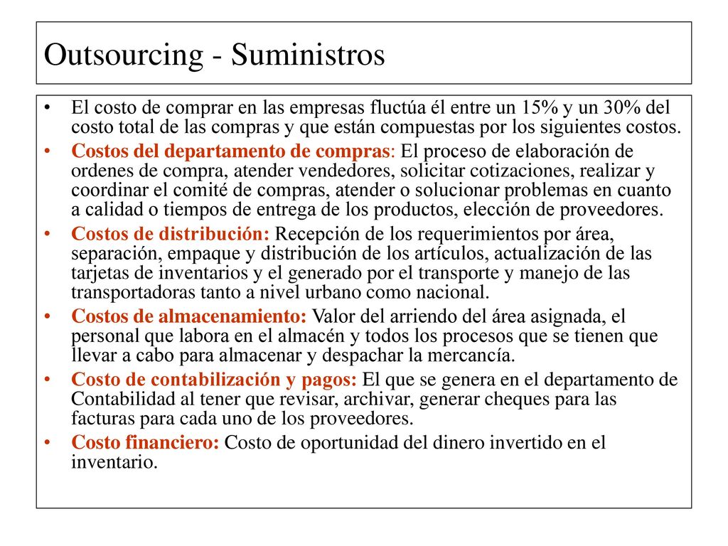 Outsourcing - Suministros