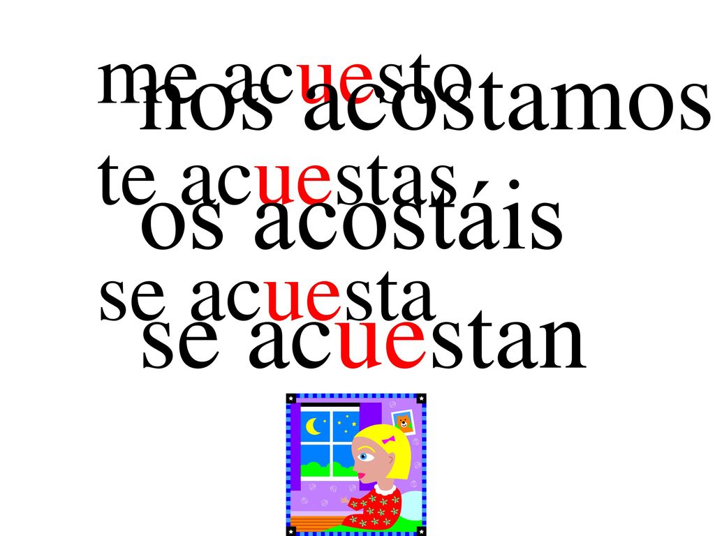 nos acostamos os acostáis se acuestan me acuesto te acuestas