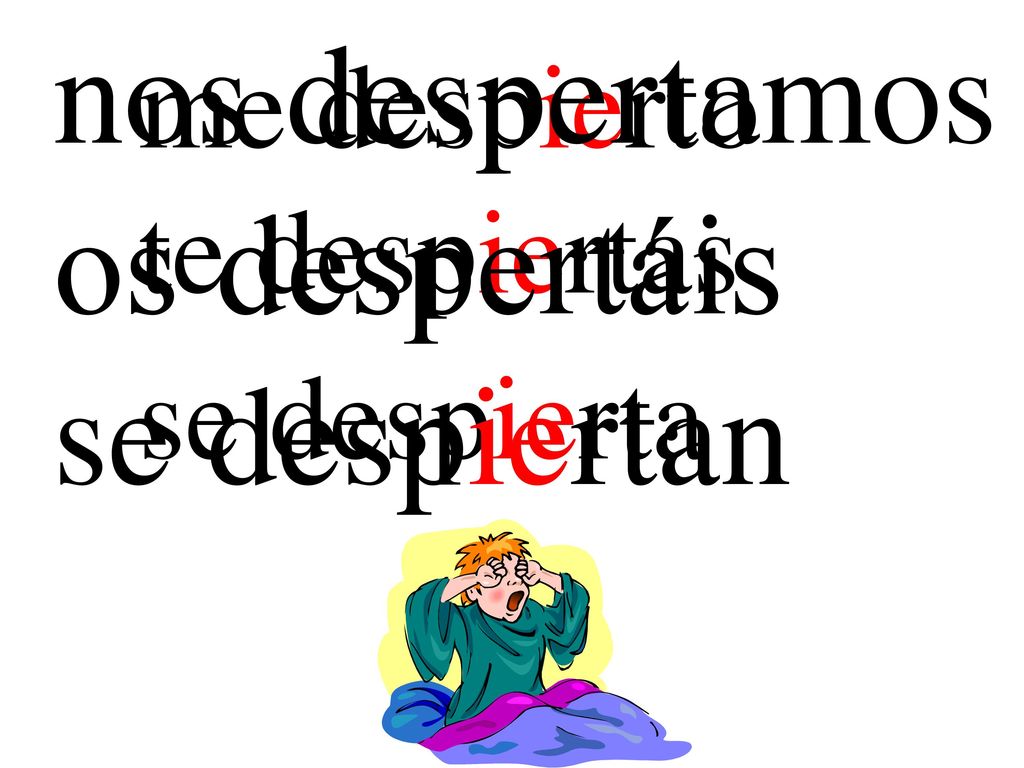 nos despertamos os despertáis se despiertan me despierto te despiertas