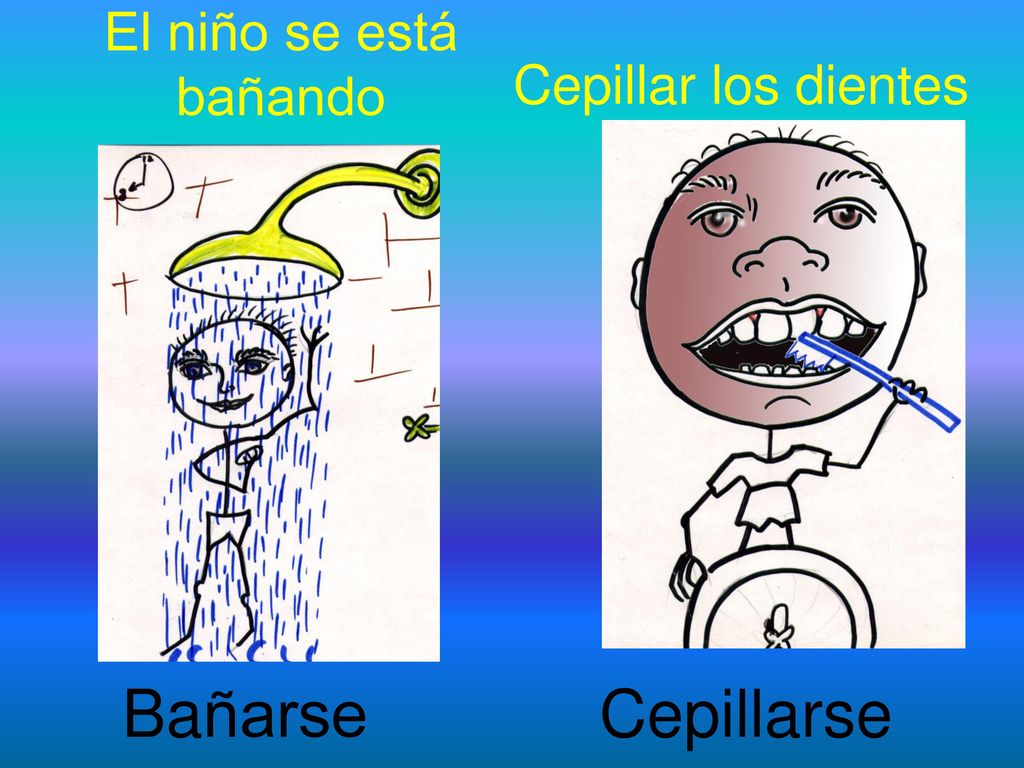 El niño se está bañando Cepillar los dientes Bañarse Cepillarse