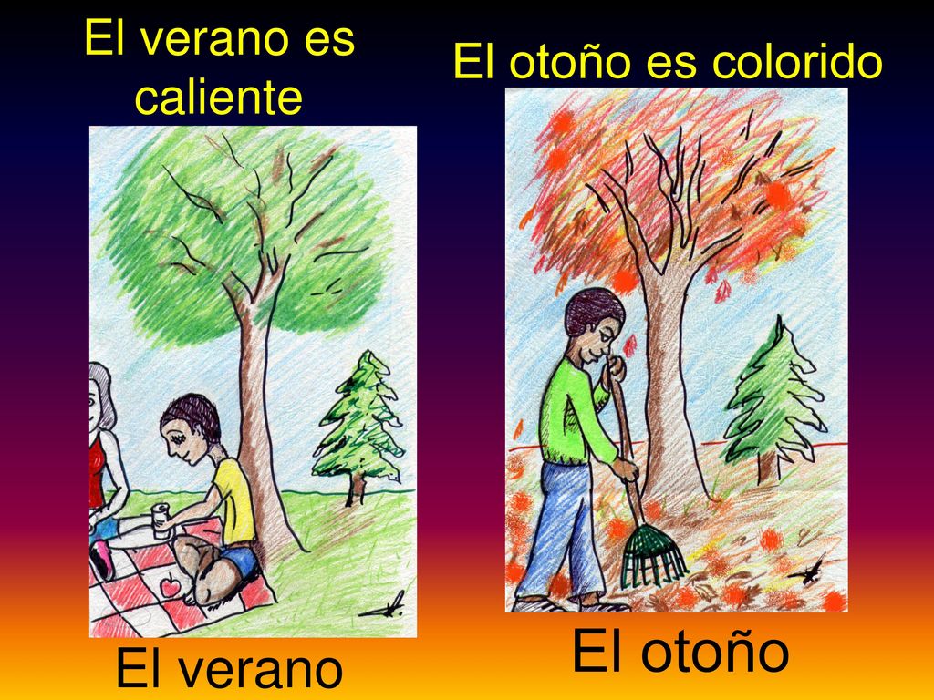 El verano es caliente El otoño es colorido El otoño El verano
