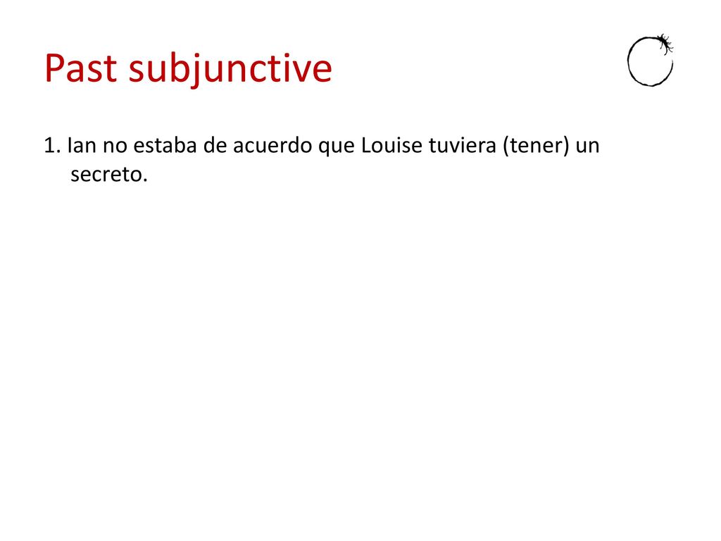 Past subjunctive 1. Ian no estaba de acuerdo que Louise tuviera (tener) un secreto.