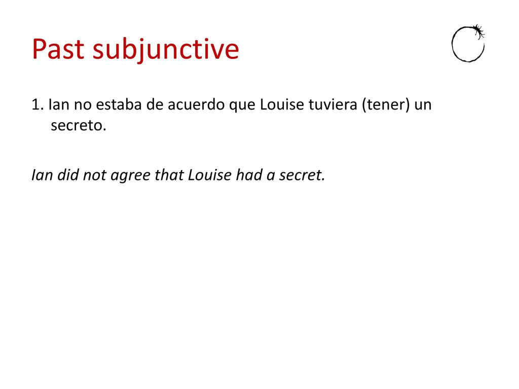 Past subjunctive 1. Ian no estaba de acuerdo que Louise tuviera (tener) un secreto.