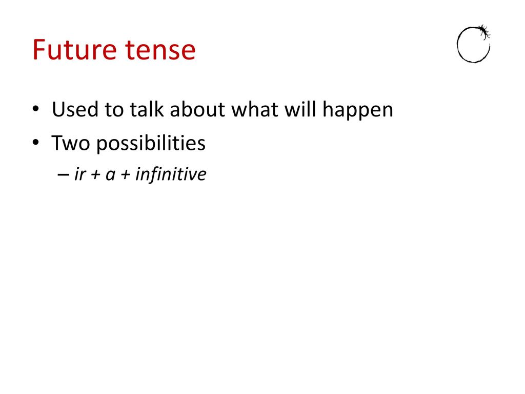 Future tense Used to talk about what will happen Two possibilities