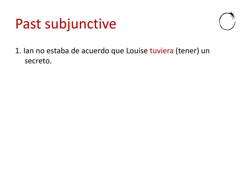 Past subjunctive 1. Ian no estaba de acuerdo que Louise tuviera (tener) un secreto.