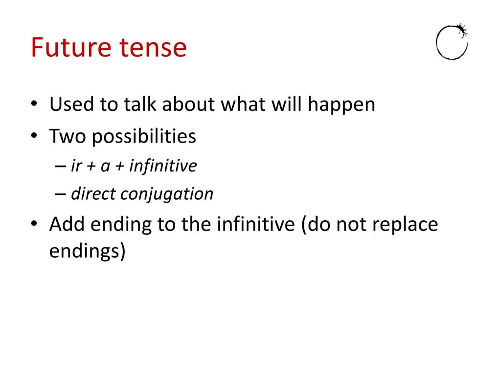 Future tense Used to talk about what will happen Two possibilities