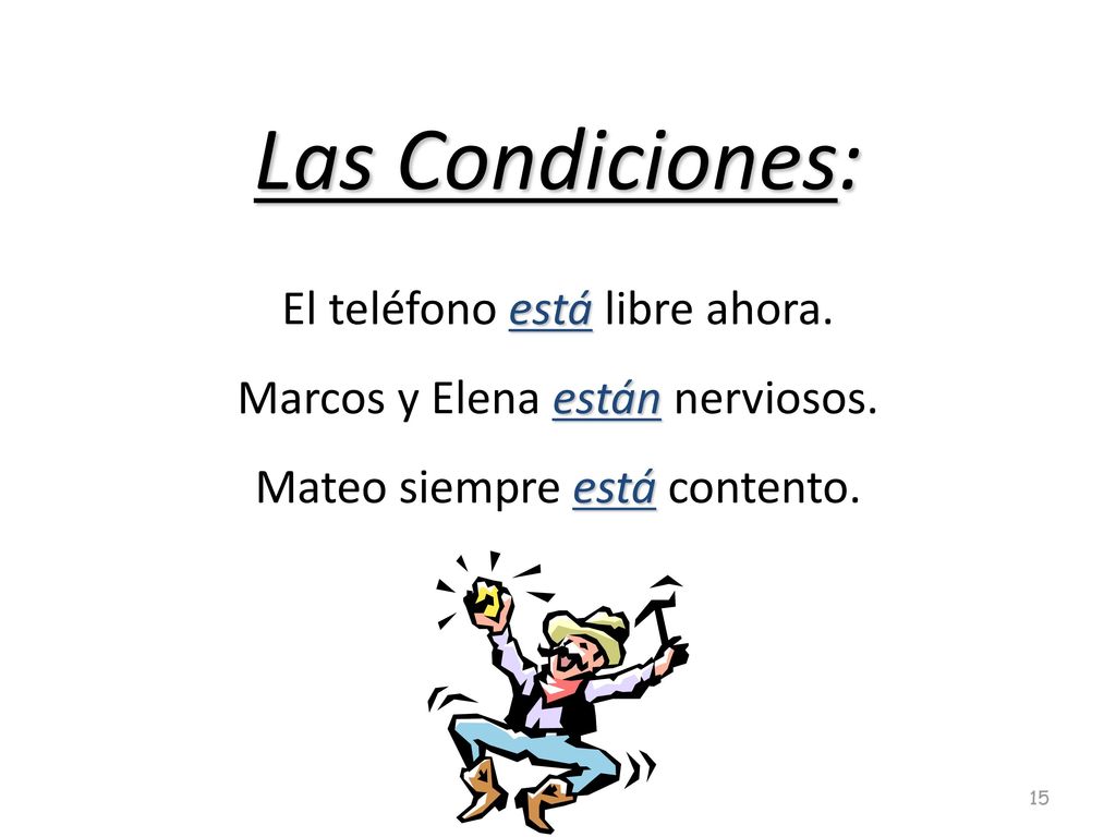 Las Condiciones: El teléfono está libre ahora. Marcos y Elena están nerviosos.