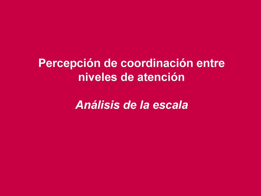 Percepción de coordinación entre niveles de atención Análisis de la escala