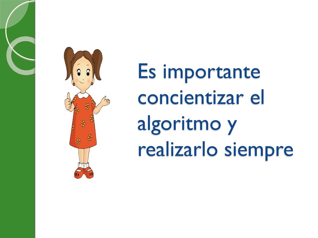 Es importante concientizar el algoritmo y realizarlo siempre