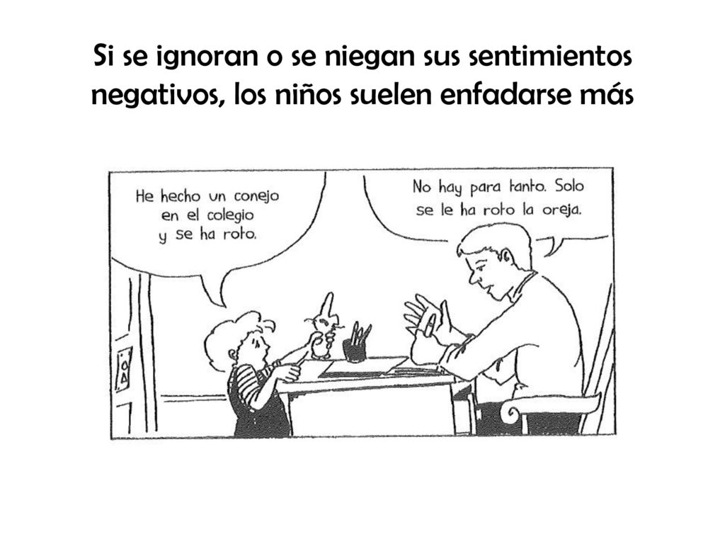 Si se ignoran o se niegan sus sentimientos negativos, los niños suelen enfadarse más