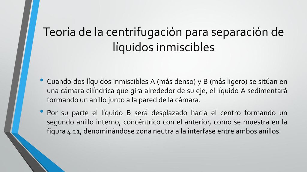 Teoría de la centrifugación para separación de líquidos inmiscibles