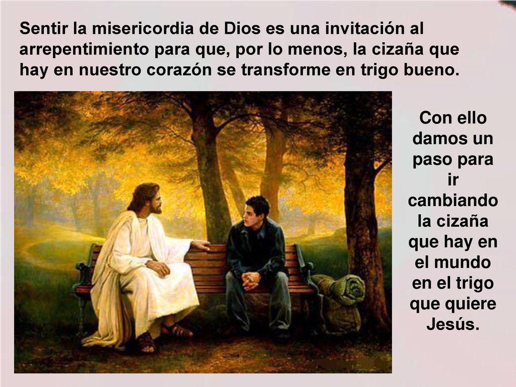 Sentir la misericordia de Dios es una invitación al arrepentimiento para que, por lo menos, la cizaña que hay en nuestro corazón se transforme en trigo bueno.