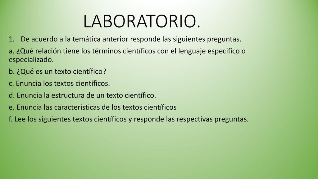 LABORATORIO. De acuerdo a la temática anterior responde las siguientes preguntas.