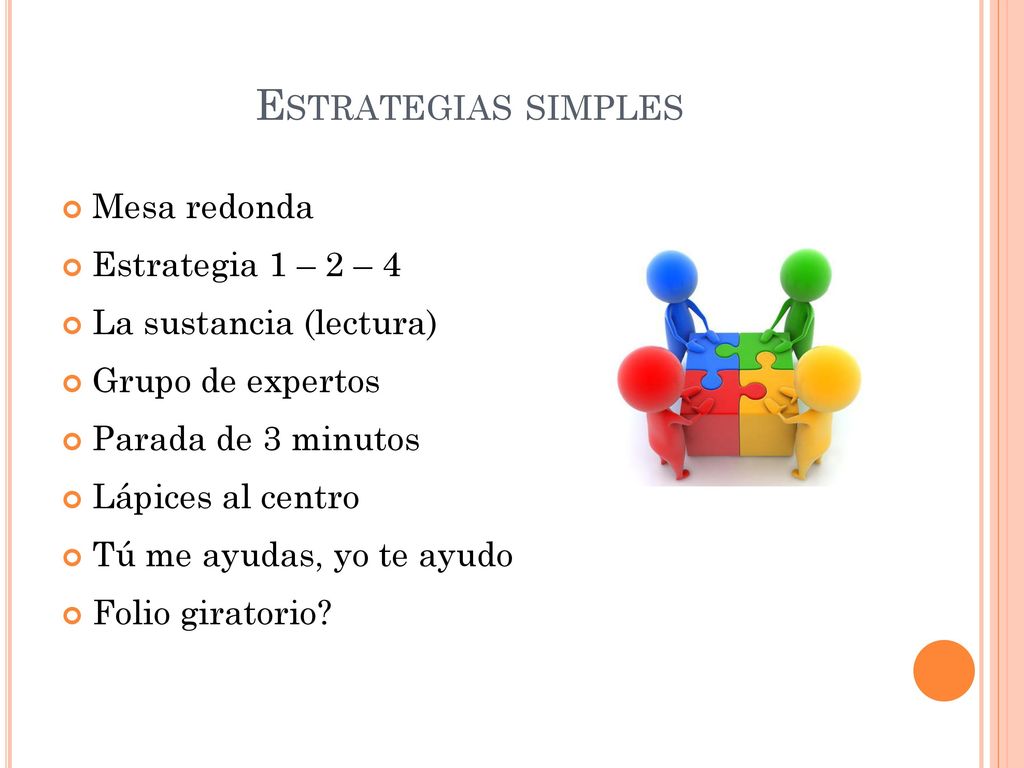 Estrategias simples Mesa redonda Estrategia 1 – 2 – 4