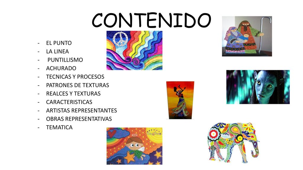 CONTENIDO EL PUNTO LA LINEA PUNTILLISMO ACHURADO TECNICAS Y PROCESOS