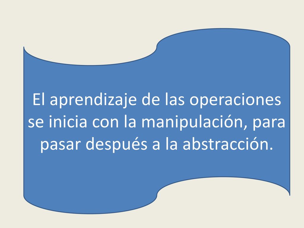 El aprendizaje de las operaciones se inicia con la manipulación, para pasar después a la abstracción.
