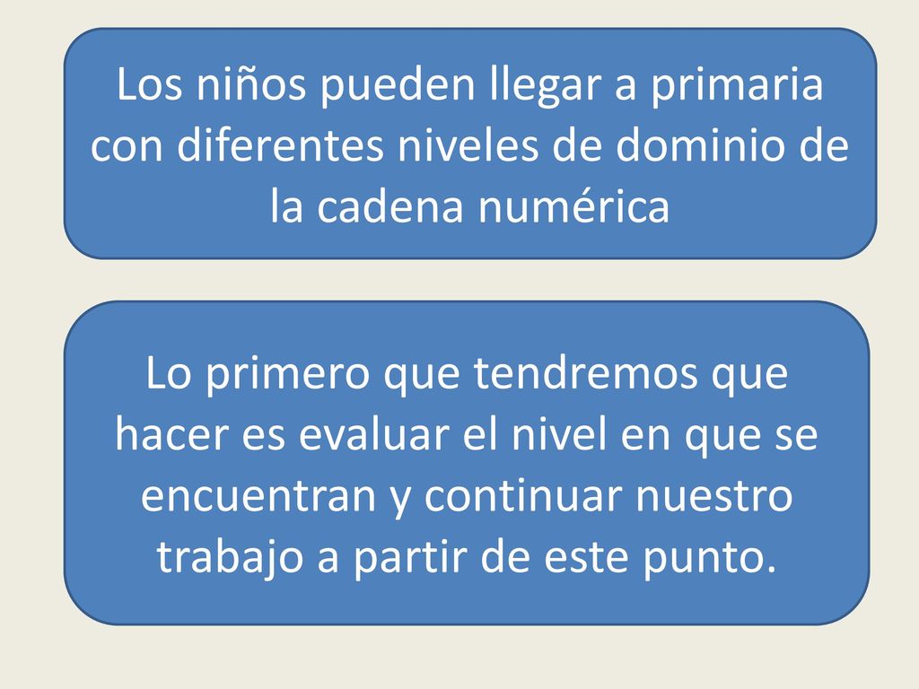 Los niños pueden llegar a primaria con diferentes niveles de dominio de la cadena numérica