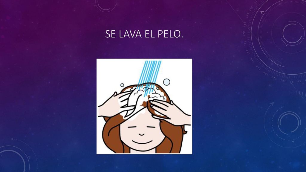 Se lava el pelo. Key vocabulary: se lava el pelo