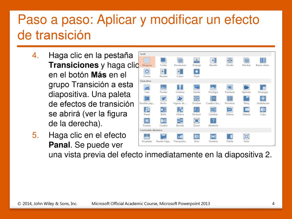 Paso a paso: Aplicar y modificar un efecto de transición