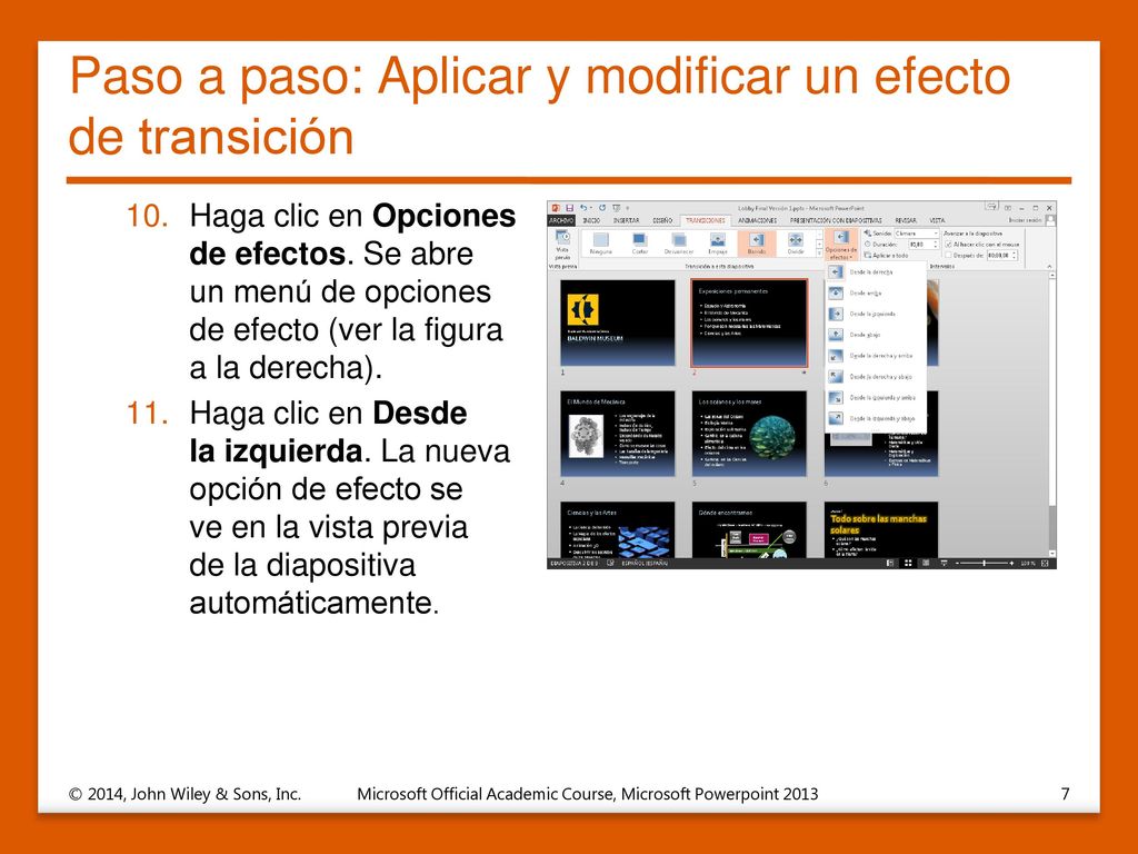 Paso a paso: Aplicar y modificar un efecto de transición