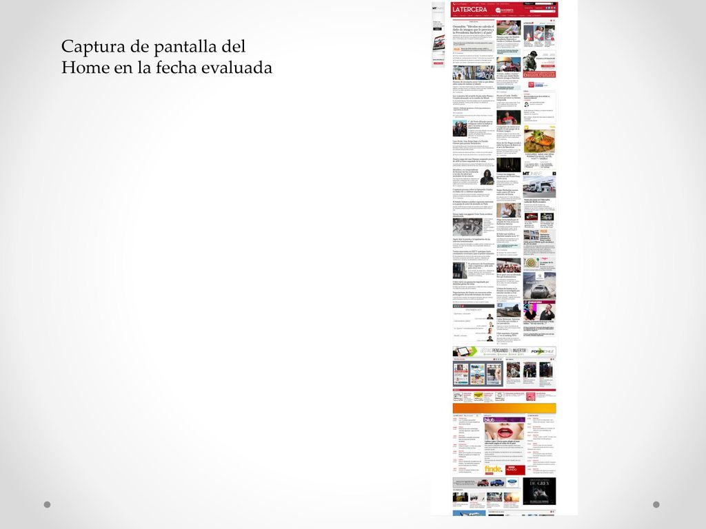 Captura de pantalla del Home en la fecha evaluada