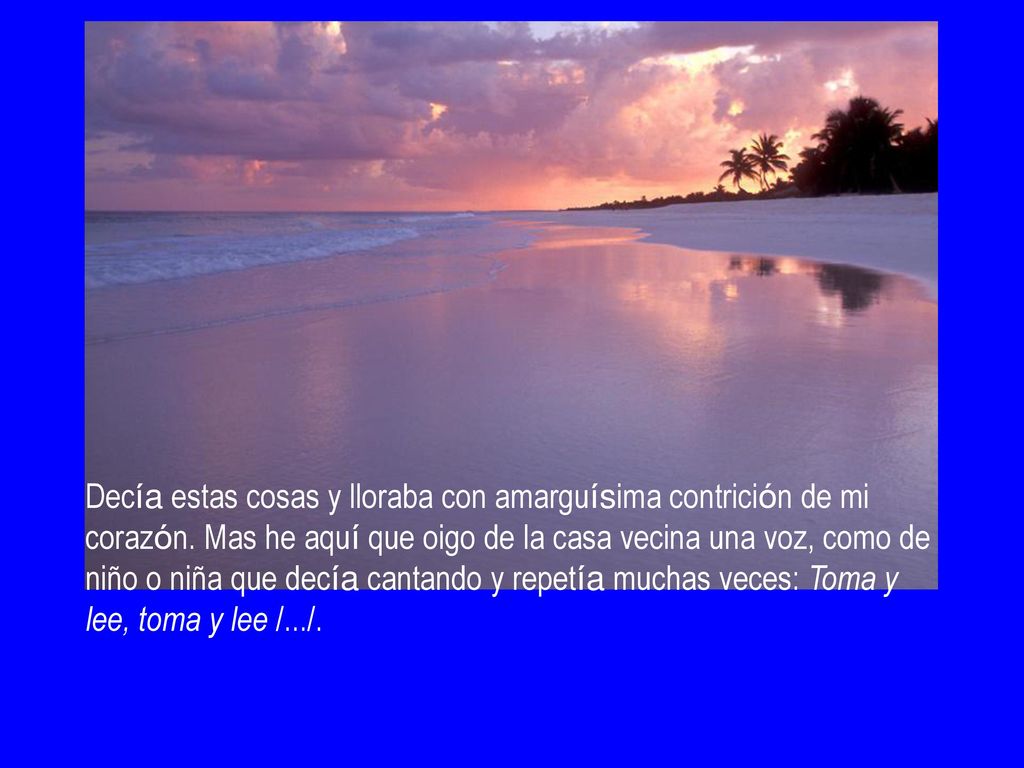 Decía estas cosas y lloraba con amarguísima contrición de mi corazón