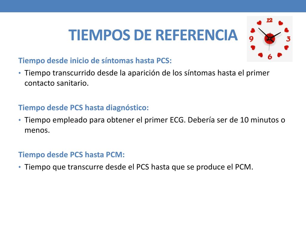 TIEMPOS DE REFERENCIA Tiempo desde inicio de síntomas hasta PCS:
