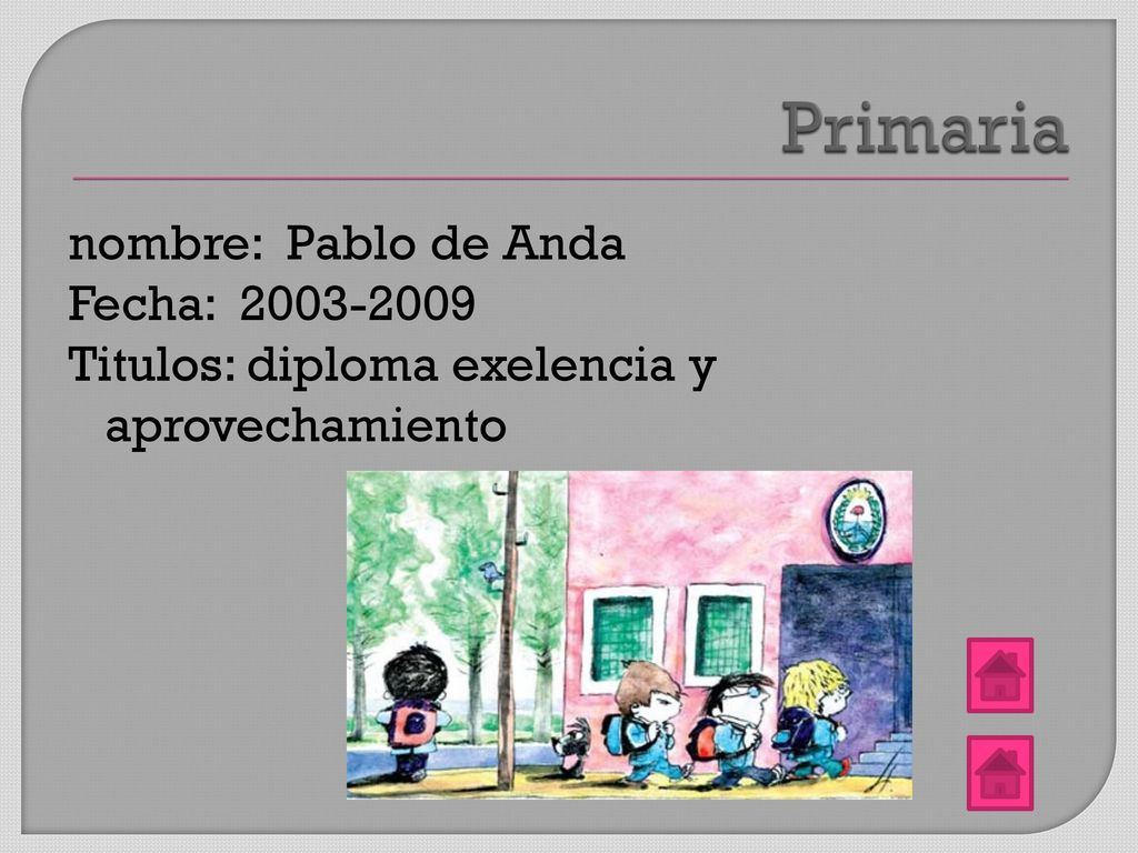 Primaria nombre: Pablo de Anda Fecha: Titulos: diploma exelencia y aprovechamiento
