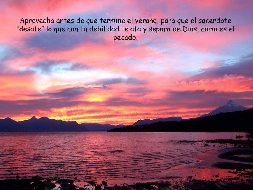 Aprovecha antes de que termine el verano, para que el sacerdote desate lo que con tu debilidad te ata y separa de Dios, como es el pecado.