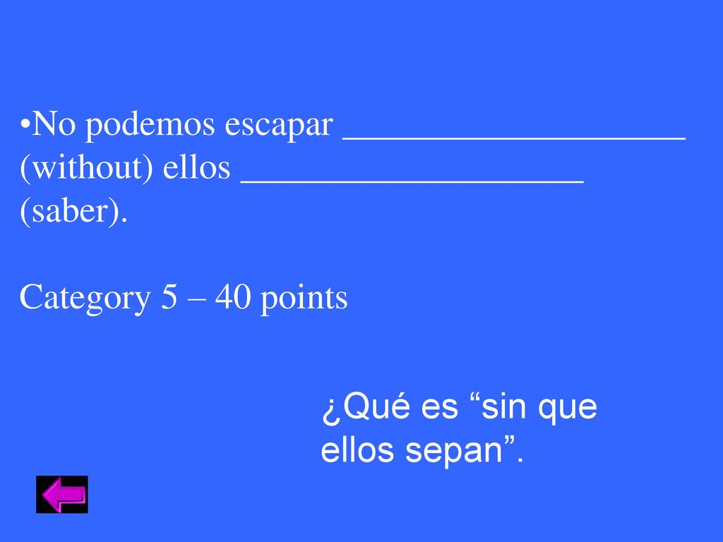 No podemos escapar ___________________ (without) ellos ___________________ (saber).